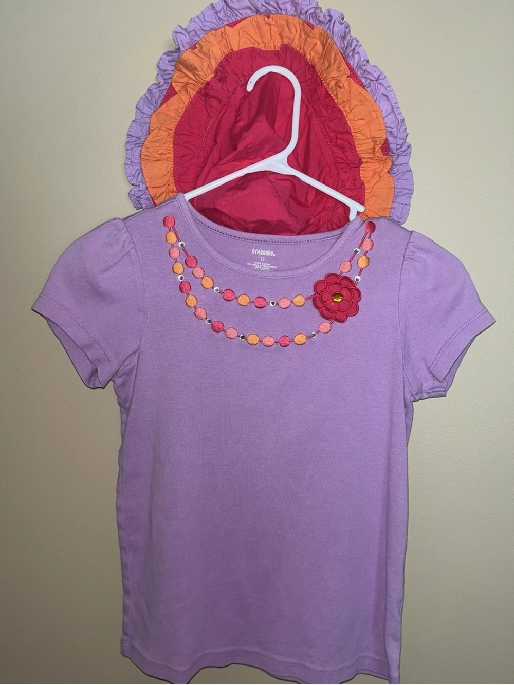 Gymboree Pretty Posies Girls Short Sleeve Shirt And Hat Size 12